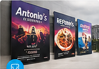 Posters, menus, wall graphics and signage.
